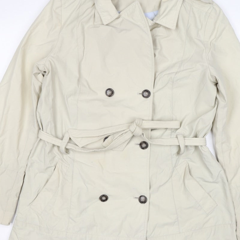 Zara Basic Women Beige UK 12 Belted Trench Coat Mid-Length