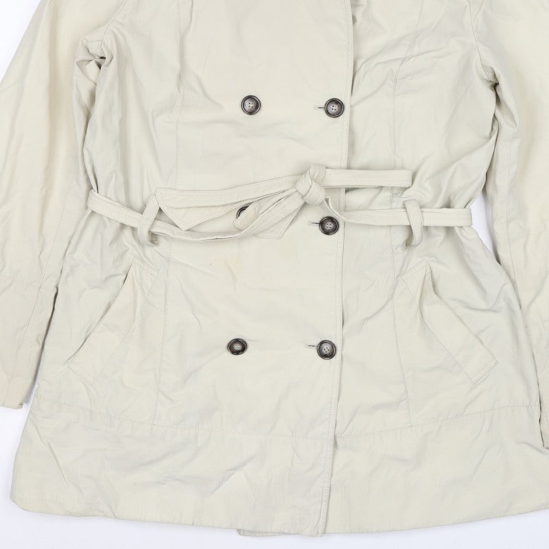 Zara Basic Women Beige UK 12 Belted Trench Coat Mid-Length