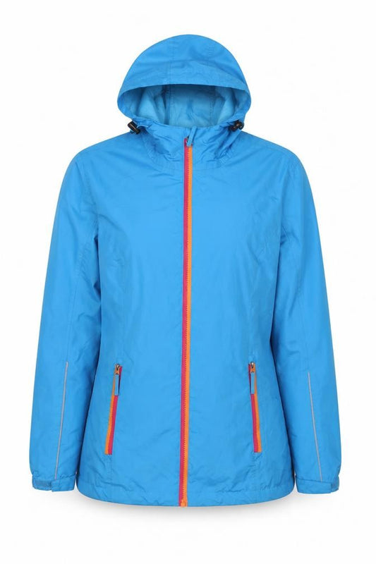 Crane Women's Blue S Hooded Rain Jacket Full Zip Reflective