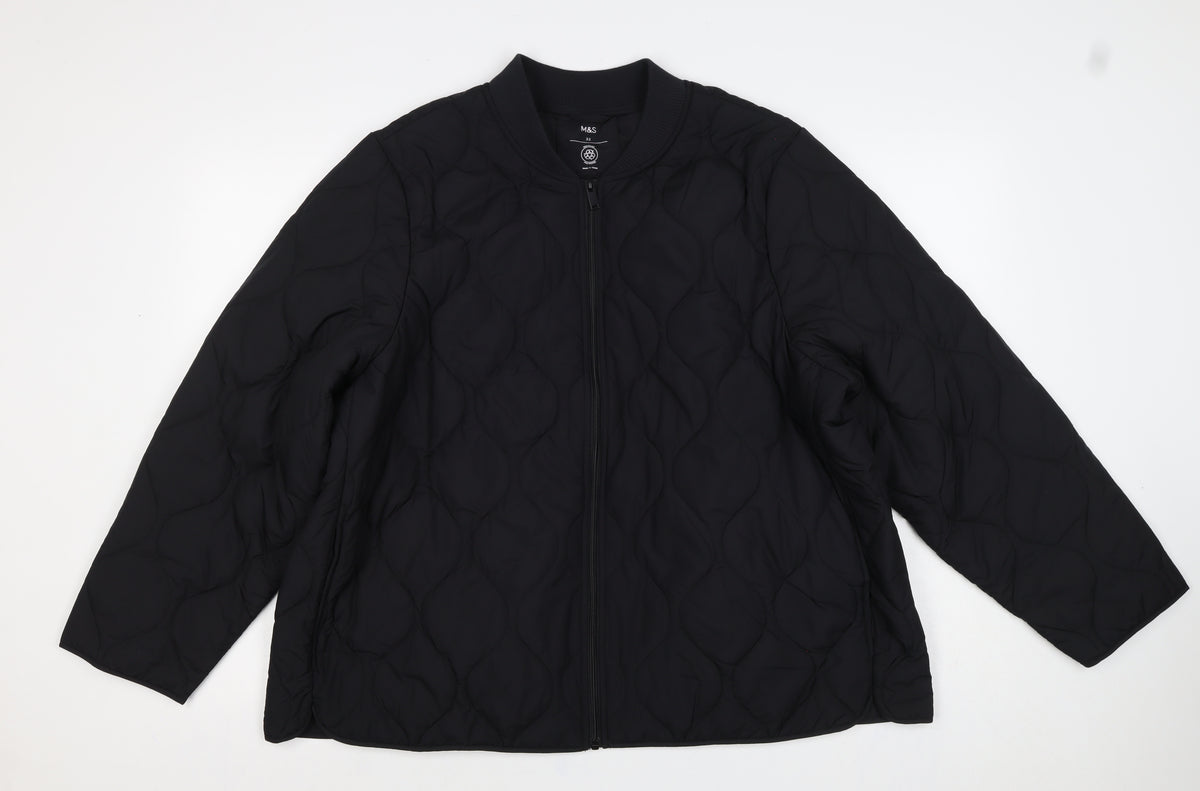 Marks and Spencer Women’s Black Size 22 Quilted Bomber Jacket