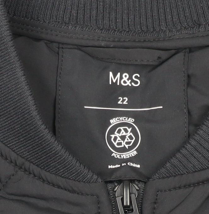 Marks and Spencer Women’s Black Size 22 Quilted Bomber Jacket