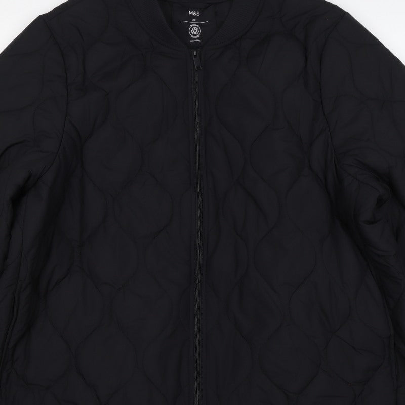 Marks and Spencer Women’s Black Size 22 Quilted Bomber Jacket