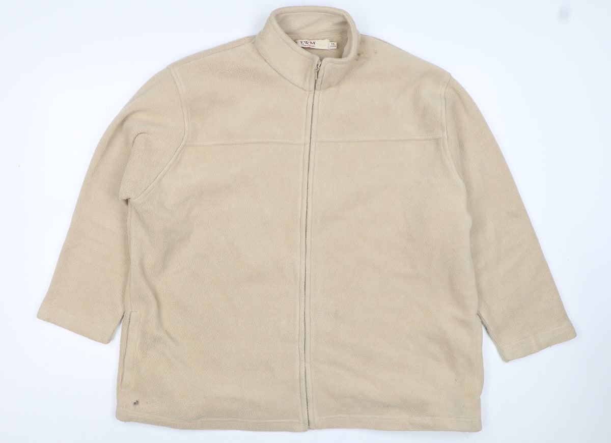 EWM Women’s Beige Fleece Jacket UK 22/24 Full Zip Collared Pockets