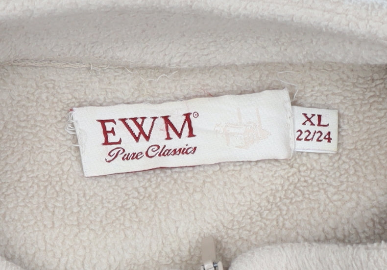 EWM Women’s Beige Fleece Jacket UK 22/24 Full Zip Collared Pockets