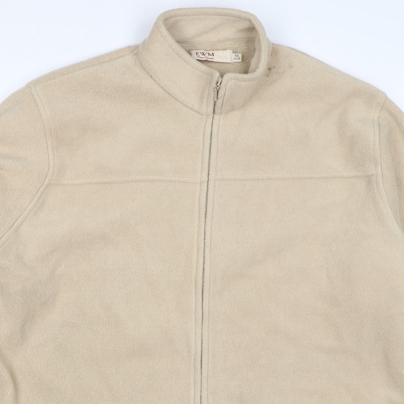 EWM Women’s Beige Fleece Jacket UK 22/24 Full Zip Collared Pockets