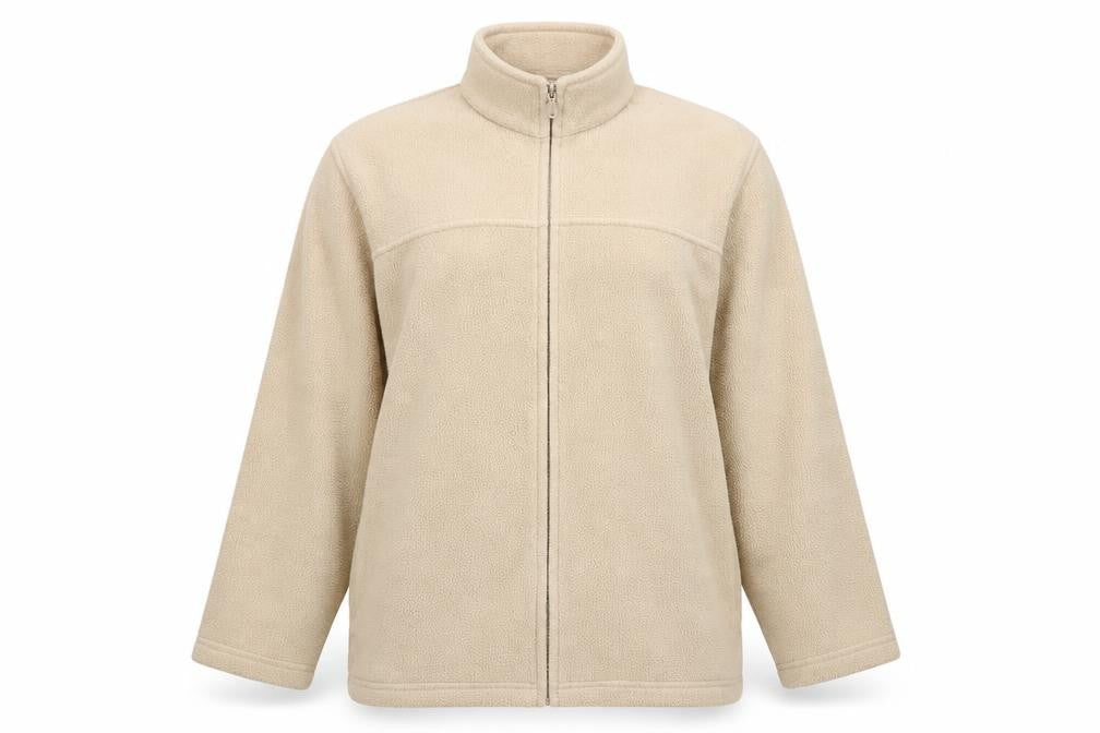 EWM Women’s Beige Fleece Jacket UK 22/24 Full Zip Collared Pockets