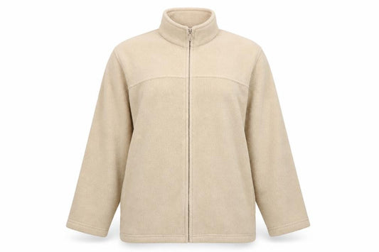EWM Women’s Beige Fleece Jacket UK 22/24 Full Zip Collared Pockets