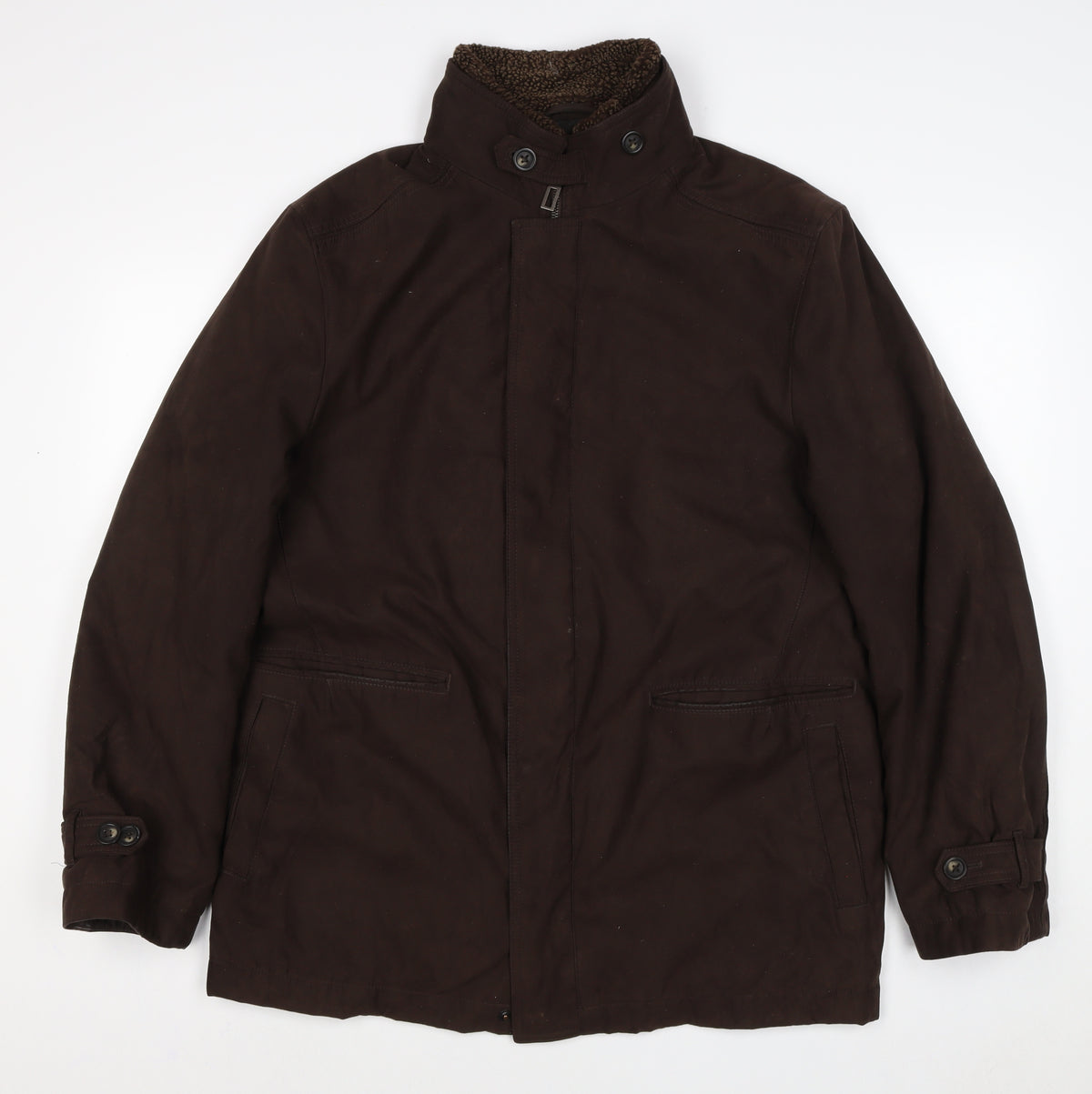 Marks & Spencer Men's Brown M Parka Coat Sherpa Collar Lined