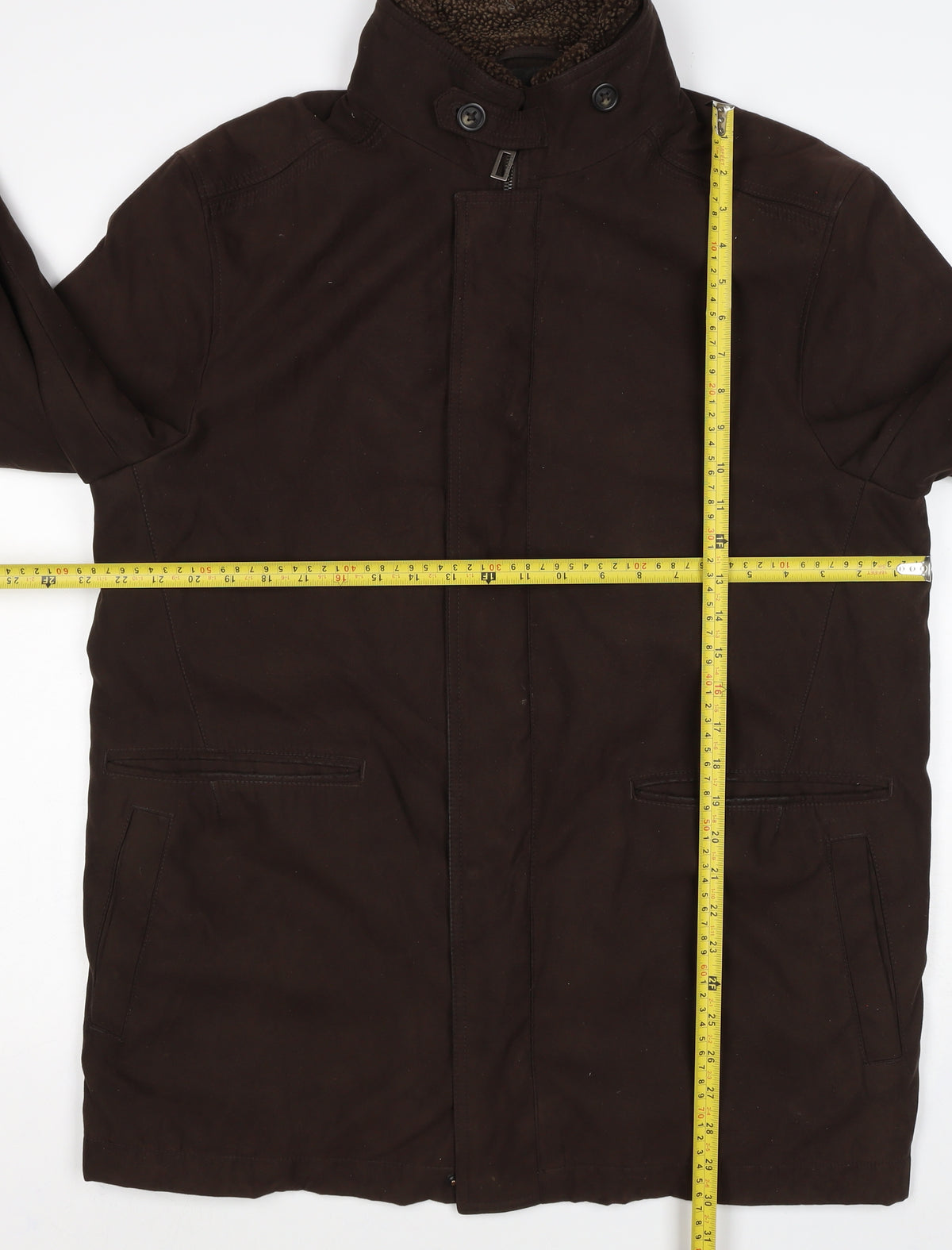 Marks & Spencer Men's Brown M Parka Coat Sherpa Collar Lined