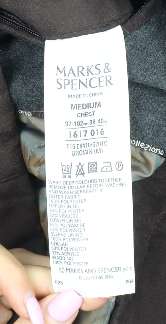 Marks & Spencer Men's Brown M Parka Coat Sherpa Collar Lined