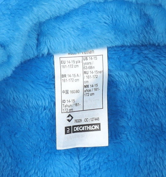 Quechua Boys Blue 14-15 Years Puffer Jacket Full Zip Fleece Lined