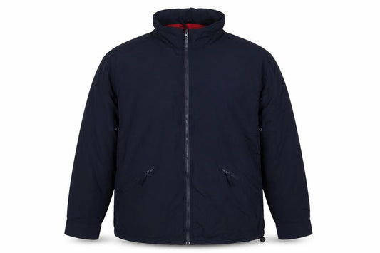 P&D Sports Men’s Navy Nylon Zip Jacket Size L Stand-Up Collar Pockets