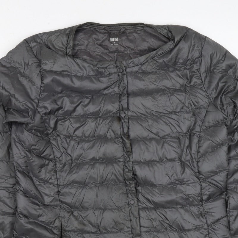 Uniqlo Women’s Black M Lightweight Quilted Puffer Jacket Snap Front