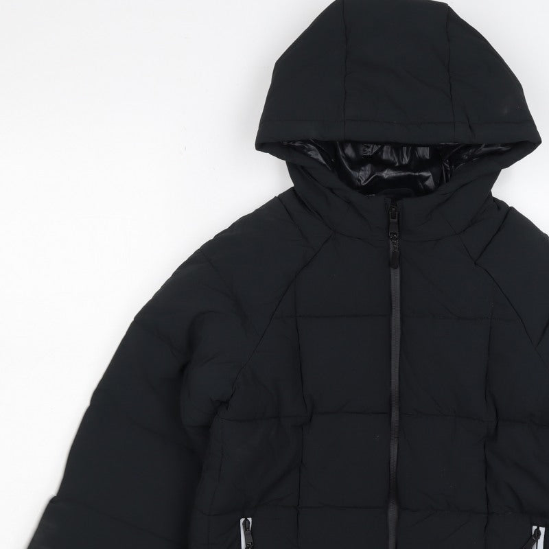 Marks and Spencer Boys Black 7-8 Years Hooded Puffer Jacket