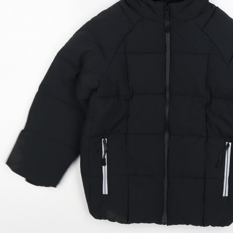 Marks and Spencer Boys Black 7-8 Years Hooded Puffer Jacket