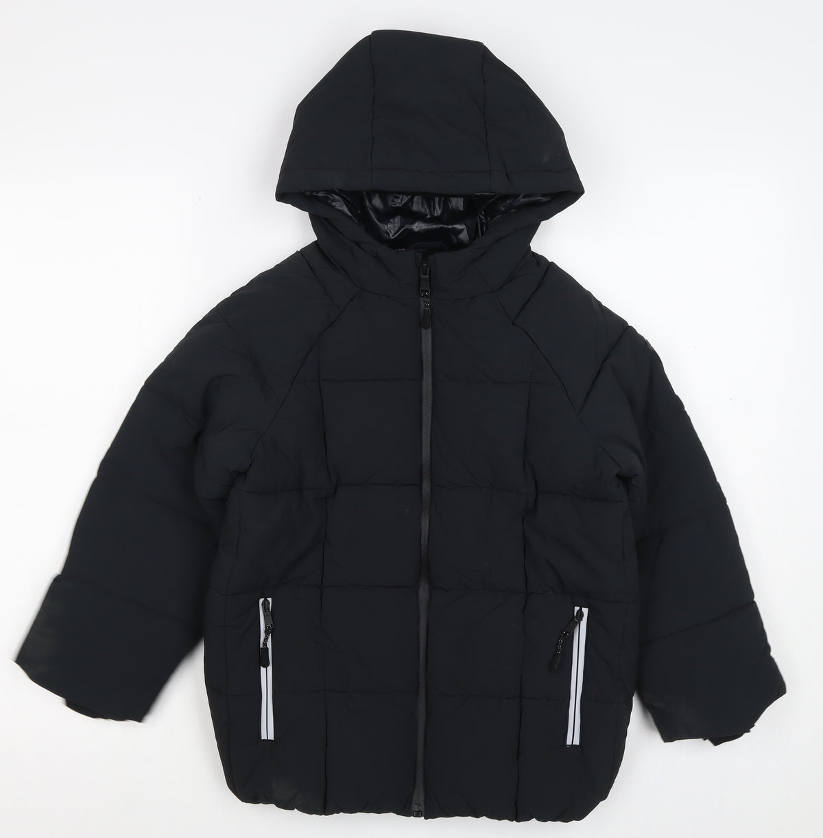 Marks and Spencer Boys Black 7-8 Years Hooded Puffer Jacket