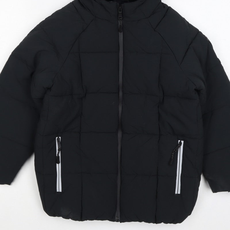 Marks and Spencer Boys Black 7-8 Years Hooded Puffer Jacket