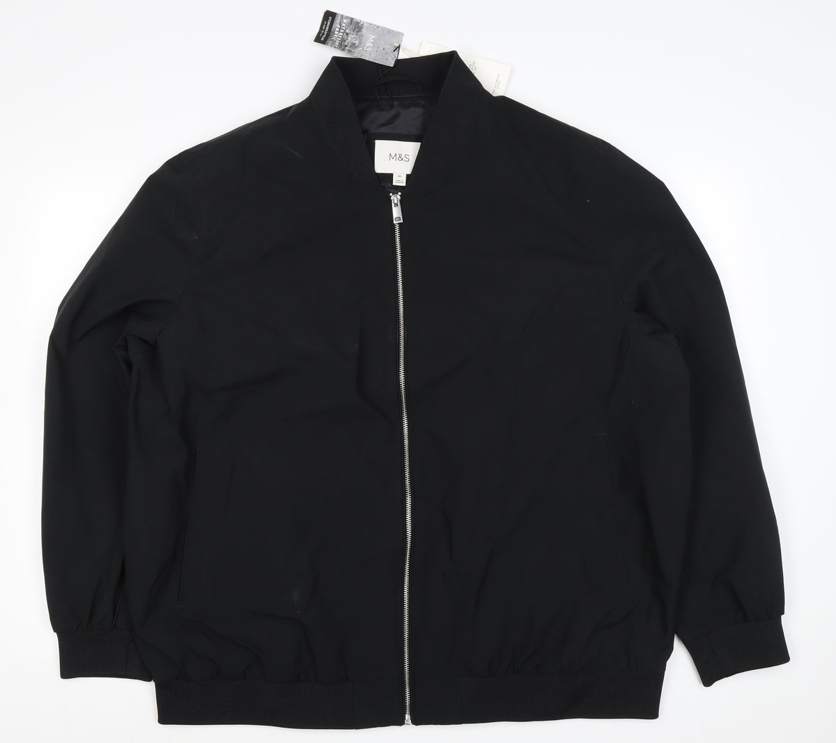 Marks and Spencer Men Black 2XL Bomber Jacket Water Resistant