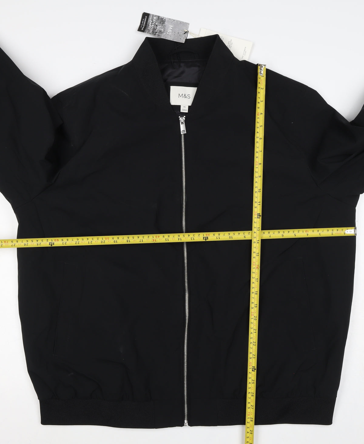 Marks and Spencer Men Black 2XL Bomber Jacket Water Resistant