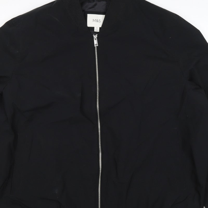 Marks and Spencer Men Black 2XL Bomber Jacket Water Resistant