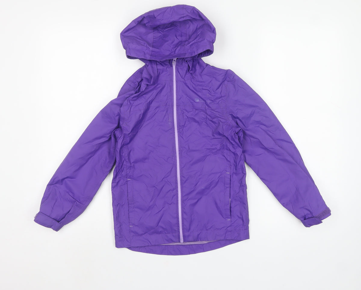 Mountain Warehouse Boys Purple 7-8 Years Waterproof Hooded Rain Jacket