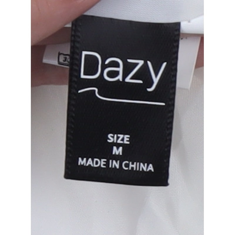 Dazy Women Ivory M Quilted Puffer Jacket Collared Zip Pockets