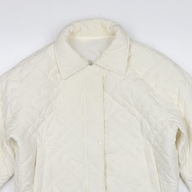 Dazy Women Ivory M Quilted Puffer Jacket Collared Zip Pockets