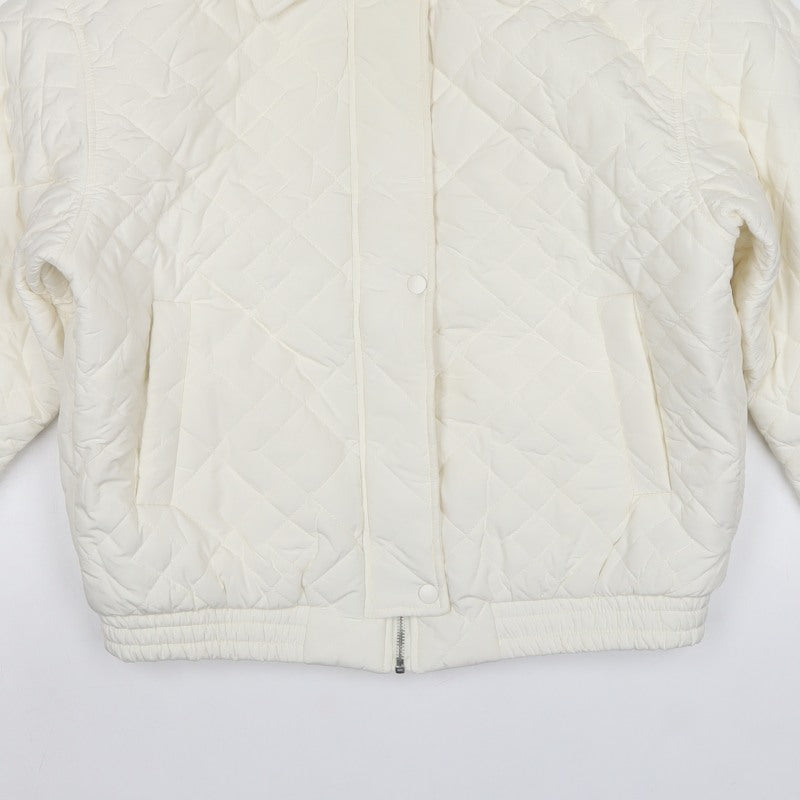 Dazy Women Ivory M Quilted Puffer Jacket Collared Zip Pockets