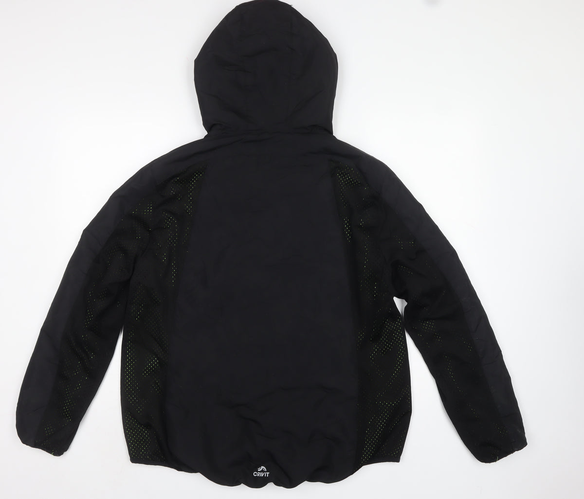 Crivit Men’s Black M Hooded Windbreaker Jacket Neon Trim