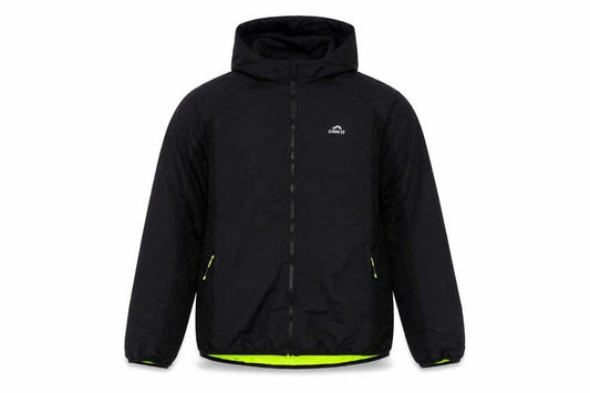 Crivit Men’s Black M Hooded Windbreaker Jacket Neon Trim