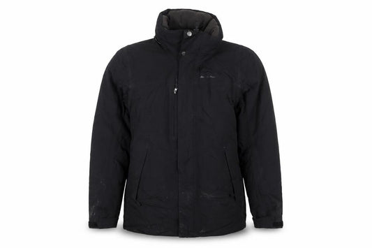 Quechua Men's Black L Hooded Padded Outdoor Parka Jacket