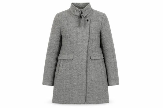 Next Women’s Grey Long Overcoat UK 8 Zip Front Wool Blend