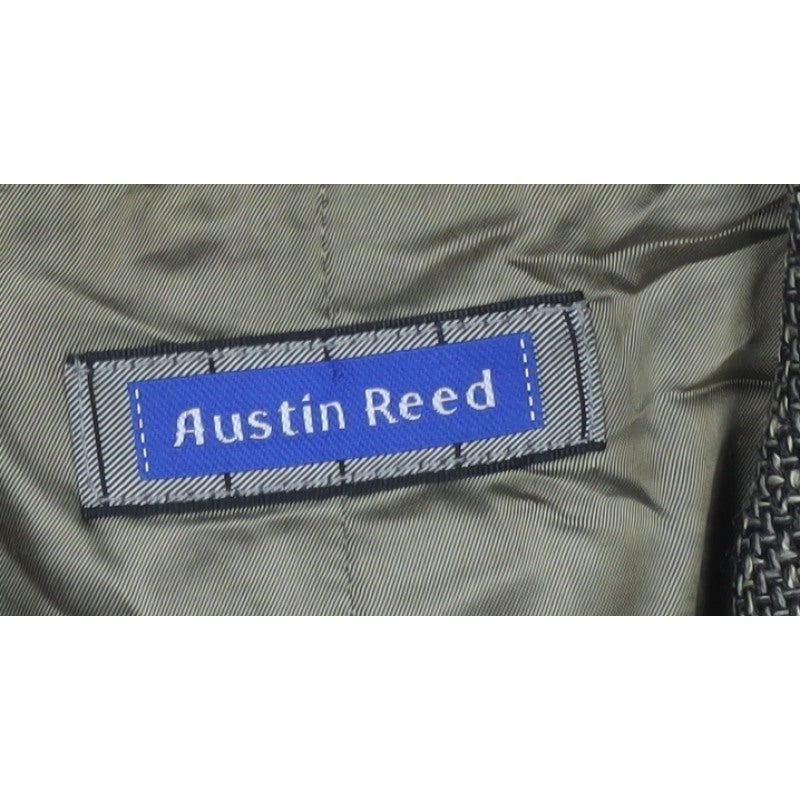 Austin Reed Women's Grey Herringbone Wool Blazer UK 16 Three Button