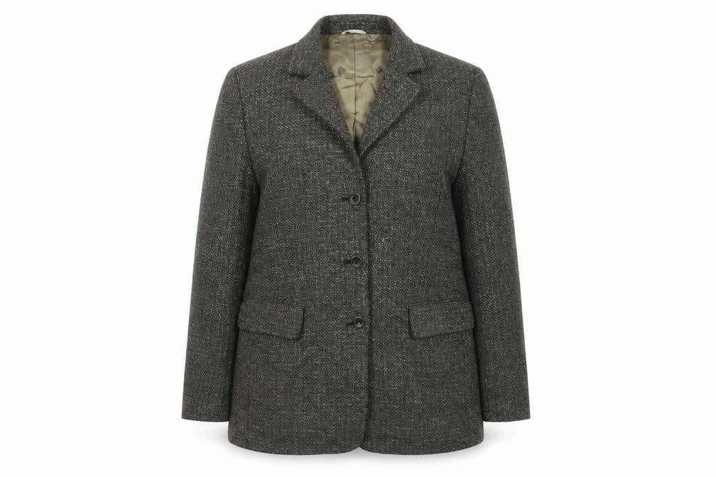 Austin Reed Women's Grey Herringbone Wool Blazer UK 16 Three Button