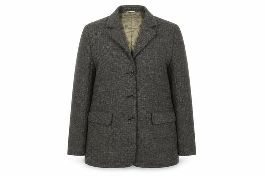 Austin Reed Women's Grey Herringbone Wool Blazer UK 16 Three Button