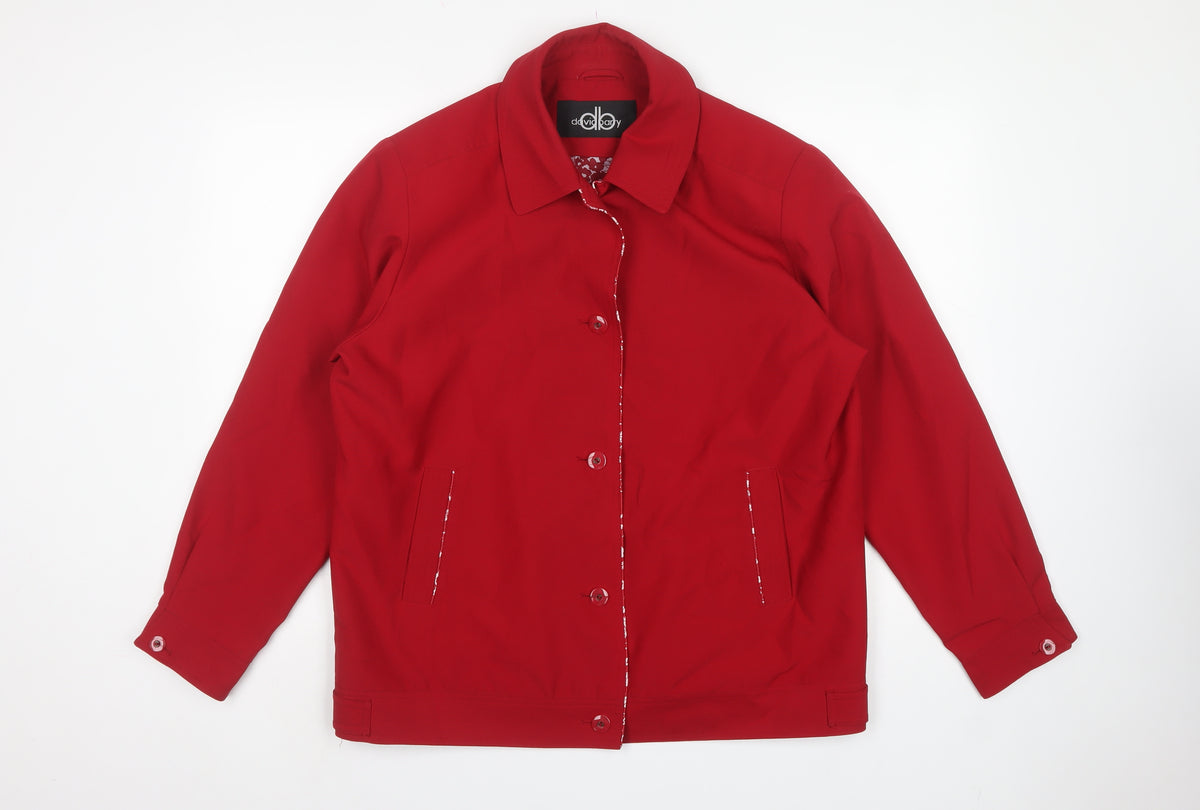 David Barry Women’s Red Size 16 Collared Button Front Jacket
