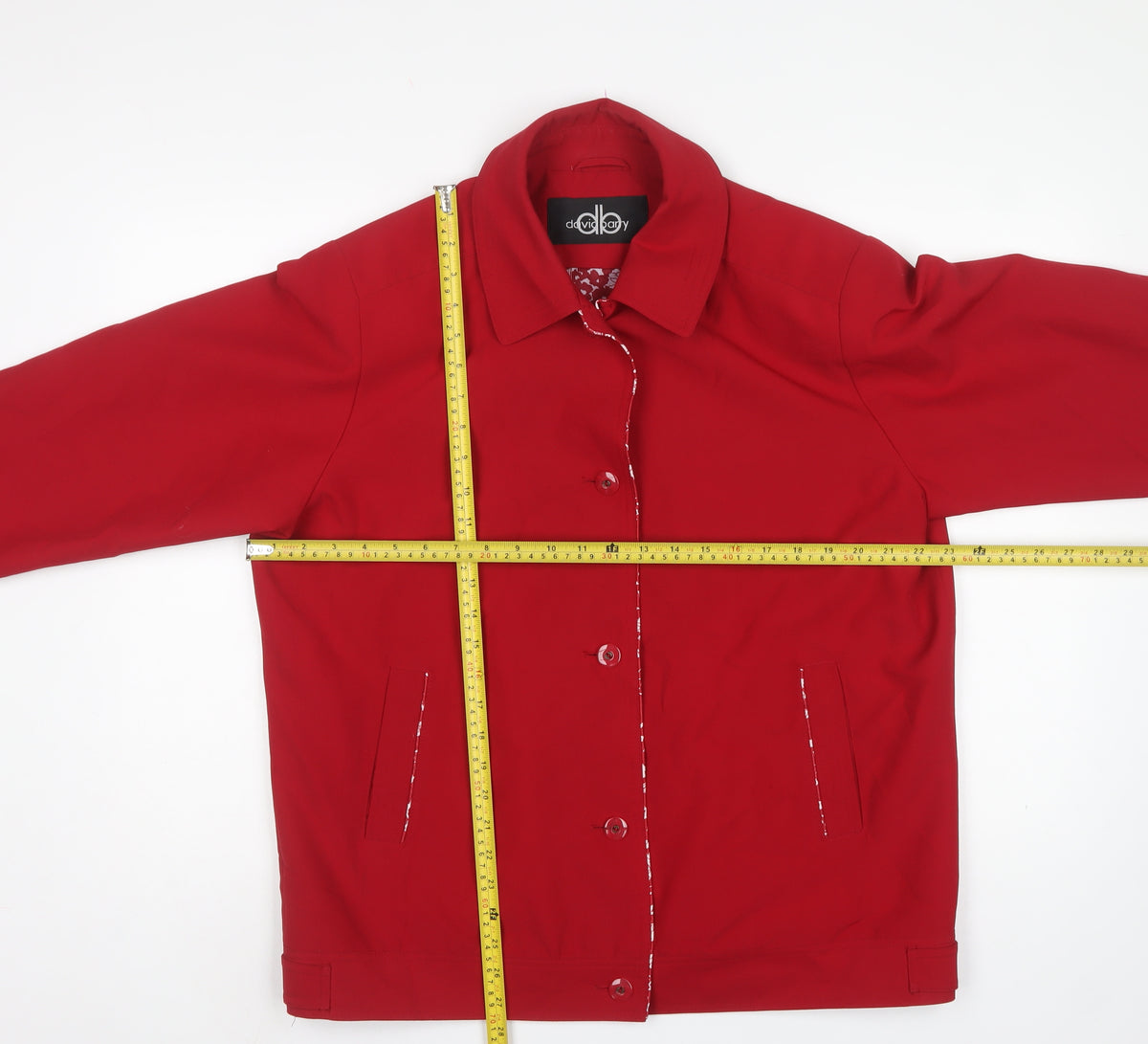 David Barry Women’s Red Size 16 Collared Button Front Jacket