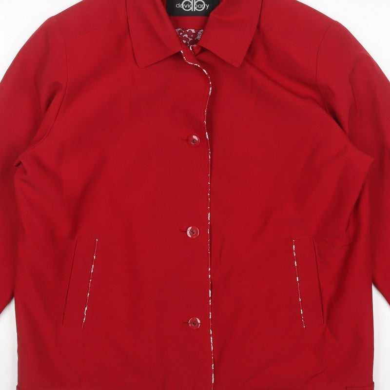 David Barry Women’s Red Size 16 Collared Button Front Jacket