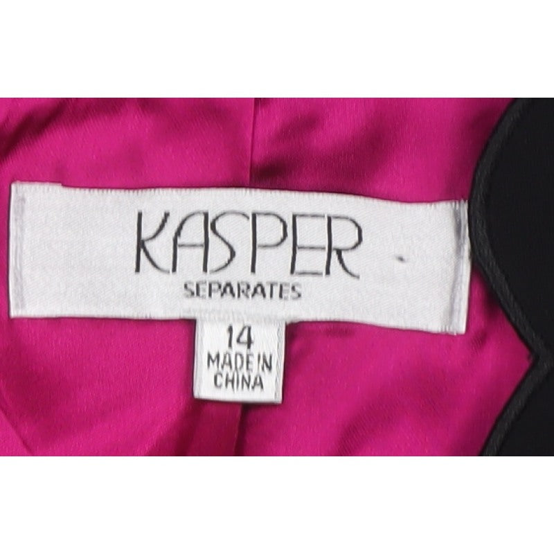 Kasper Women Black Size 14 Scalloped Cropped Formal Blazer Jacket