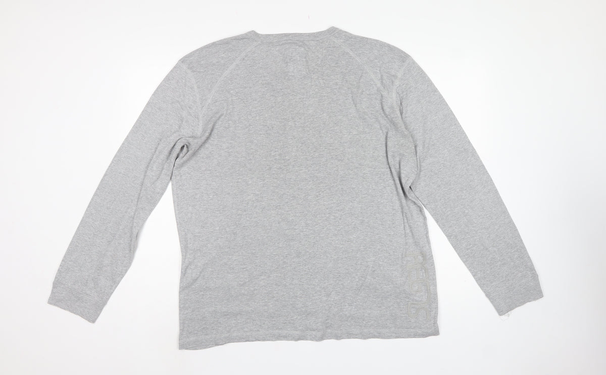 Jack & Jones Men Grey XL Long Sleeve Henley Button T-Shirt
