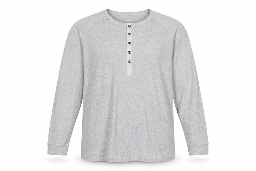 Jack & Jones Men Grey XL Long Sleeve Henley Button T-Shirt