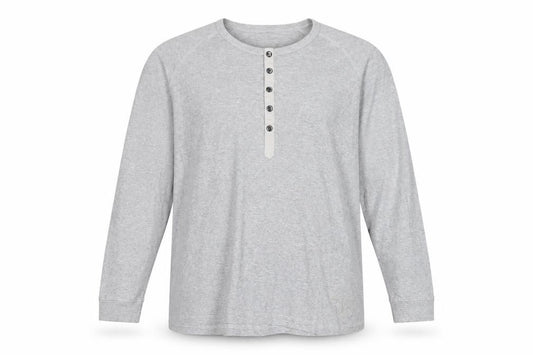 Jack & Jones Men Grey XL Long Sleeve Henley Button T-Shirt