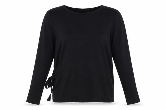 Hush Women’s Black M Lyocell Cotton Side Tie Long Sleeve T-Shirt