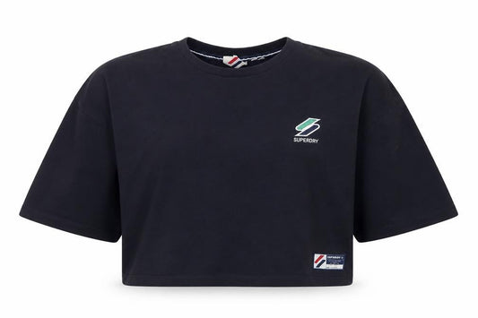 Superdry Women’s Black UK 12 Cropped Logo Crew Neck Sweatshirt