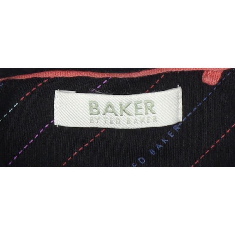 Ted Baker Boys Black 13 Years Logo Stripe Cotton Polo Shirt