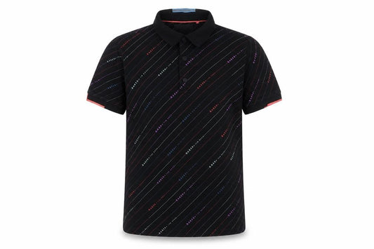 Ted Baker Boys Black 13 Years Logo Stripe Cotton Polo Shirt