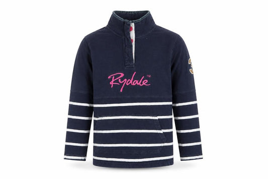 Rydale Boys Blue 11-12 Years Striped Long Sleeve Polo Top