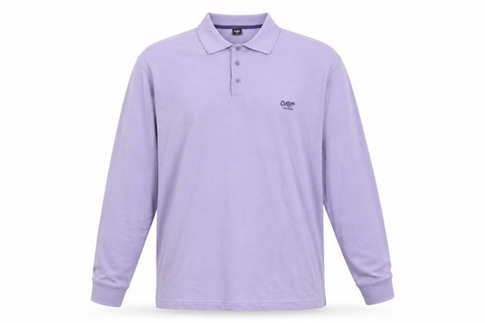 Cotton Traders Men's Purple XL Long Sleeve Cotton Polo Shirt Logo