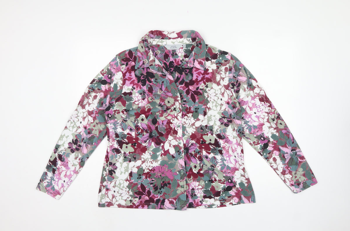 Honor Millburn Women's Multicoloured Floral Button-Up Shirt UK 14