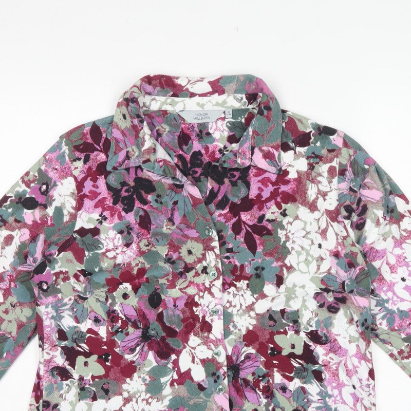 Honor Millburn Women's Multicoloured Floral Button-Up Shirt UK 14